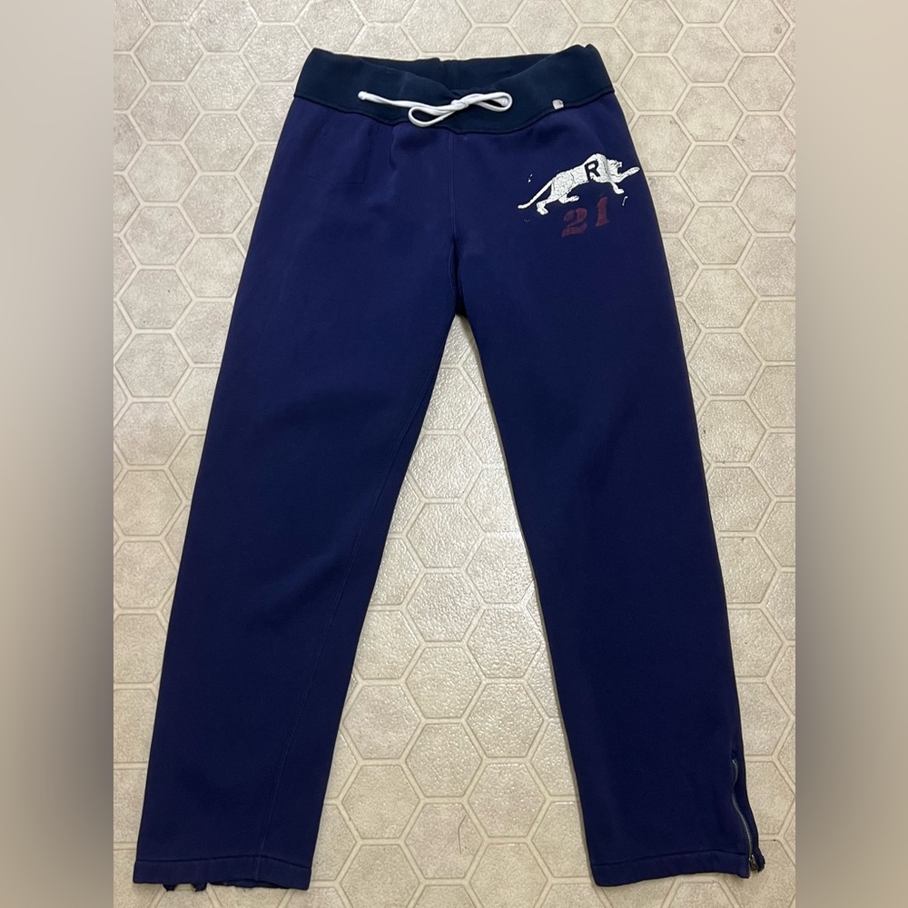 1990s Vintage Men's Medium Polo Ralph Lauren Blue Cotton Drawstring Sweatpants